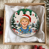 Personalized Kids Photo Christmas Ceramic Ornament – Sweet Holiday Portrait