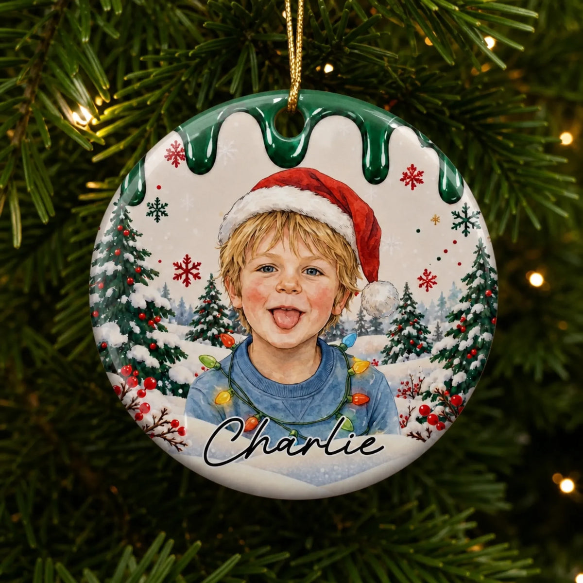 Personalized Kids Photo Christmas Ceramic Ornament – Sweet Holiday Portrait