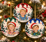 Personalized Kids Photo Christmas Ceramic Ornament – Sweet Holiday Portrait