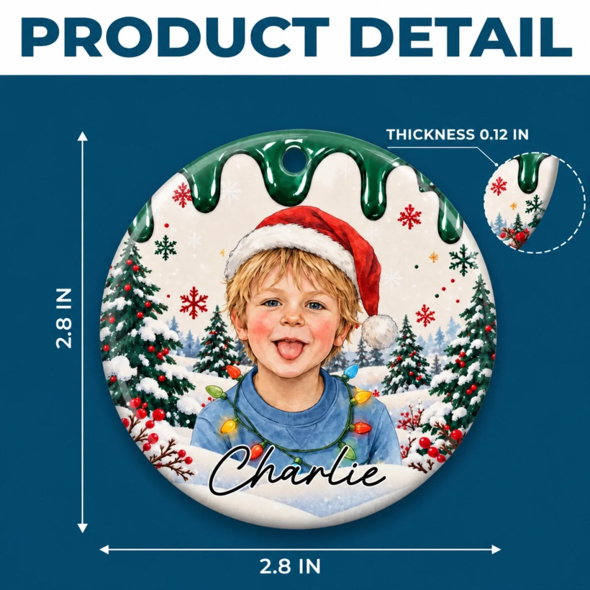 Personalized Kids Photo Christmas Ceramic Ornament – Sweet Holiday Portrait