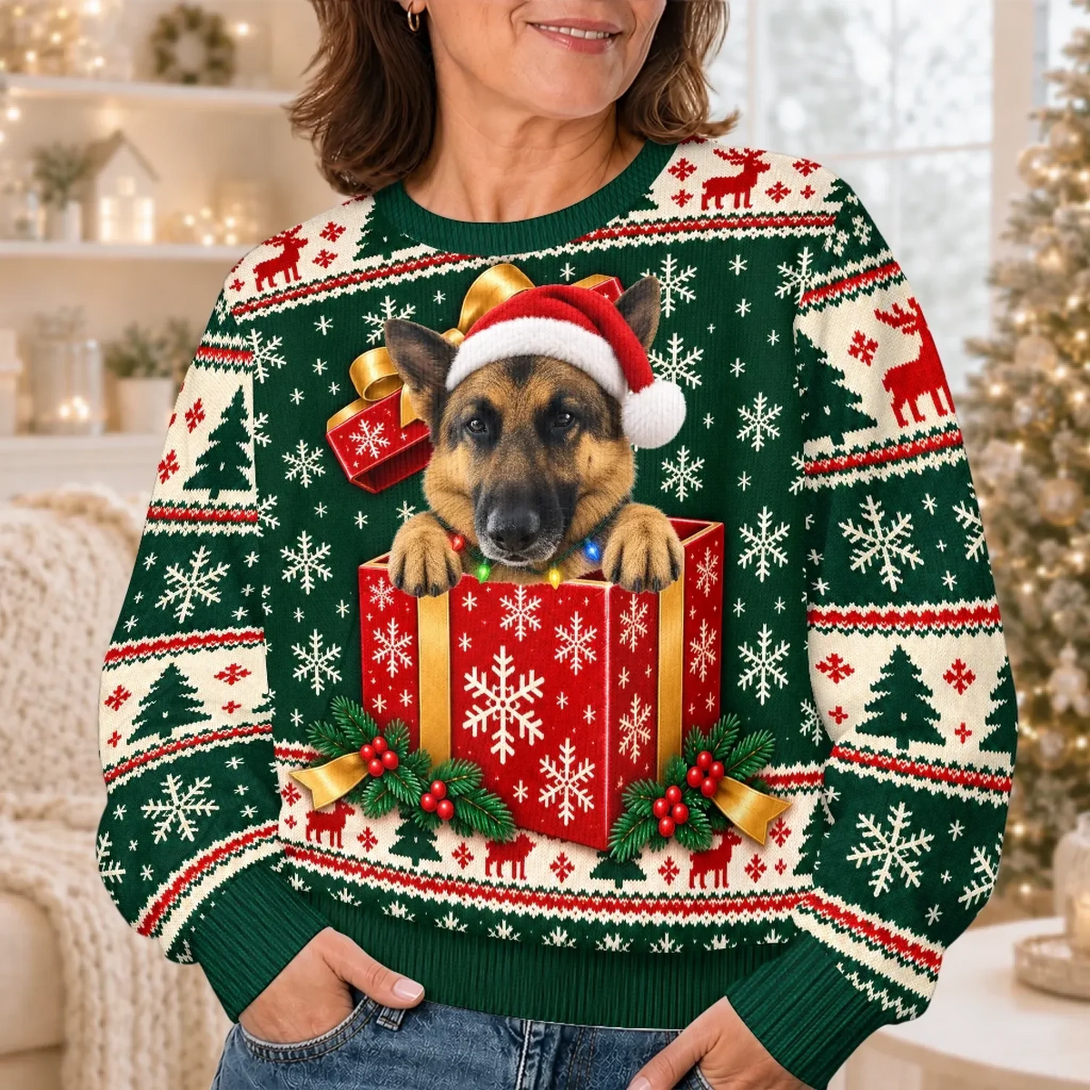 Custom Pet Photo Gift Box Ugly Christmas Sweater