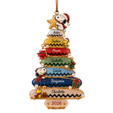 Seaglass Christmas Tree Family Names Personalized Acrylic Ornament