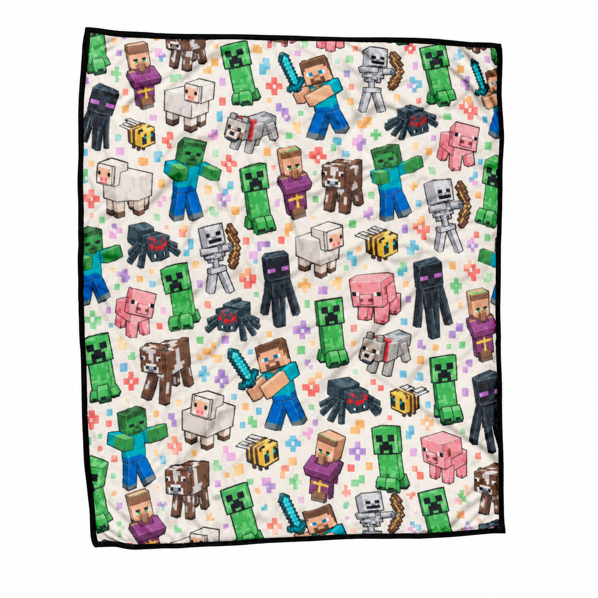 Steve, Zombie, Creeper and Colorful Overworld Friends Throw Blanket