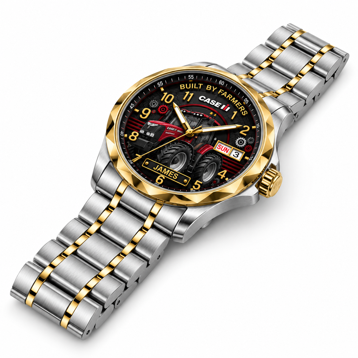 Red Tractor Heritage Watch - Personalized Men's Wrist Watch - Gift For Farmers