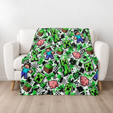 Steve, Creeper and Pig Green Graffiti Adventure Realm Throw Blanket