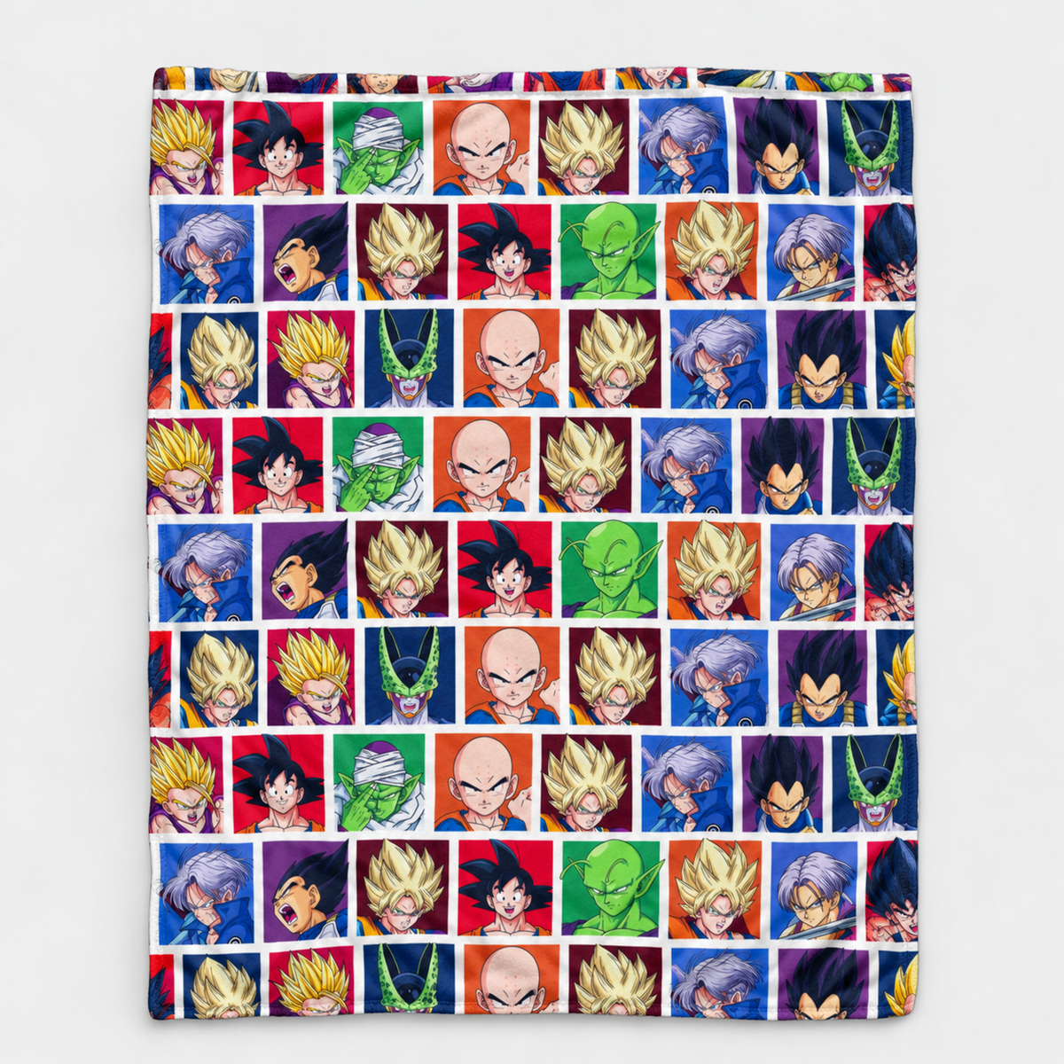 Retro Anime-Inspired Colorful Comic Portrait Collage Blanket