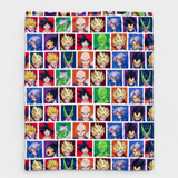 Retro Anime-Inspired Colorful Comic Portrait Collage Blanket