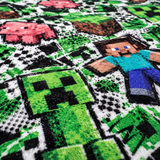 Steve, Creeper and Pig Green Graffiti Adventure Realm Throw Blanket