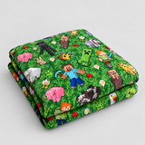 Steve, Alex, Enderman and Overworld Animals Adventure Throw Blanket