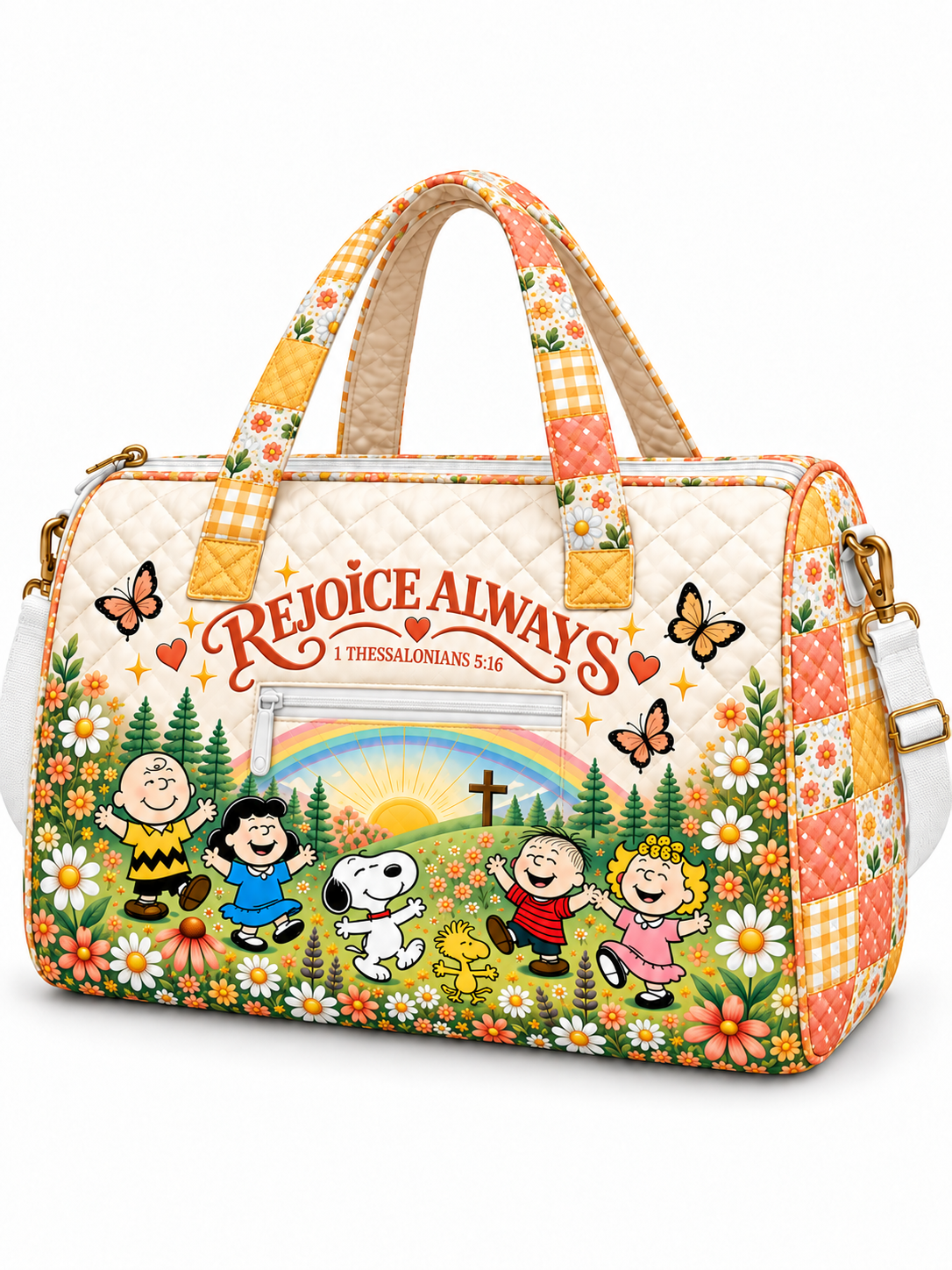 Rejoice Always Personalized Quilted Duffle Bag