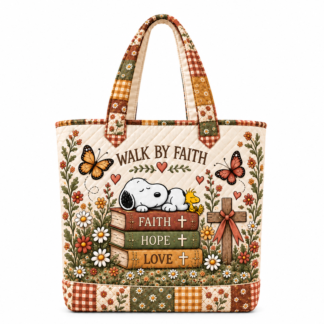 Walk By Faith Personalized Quilted Tote Bag