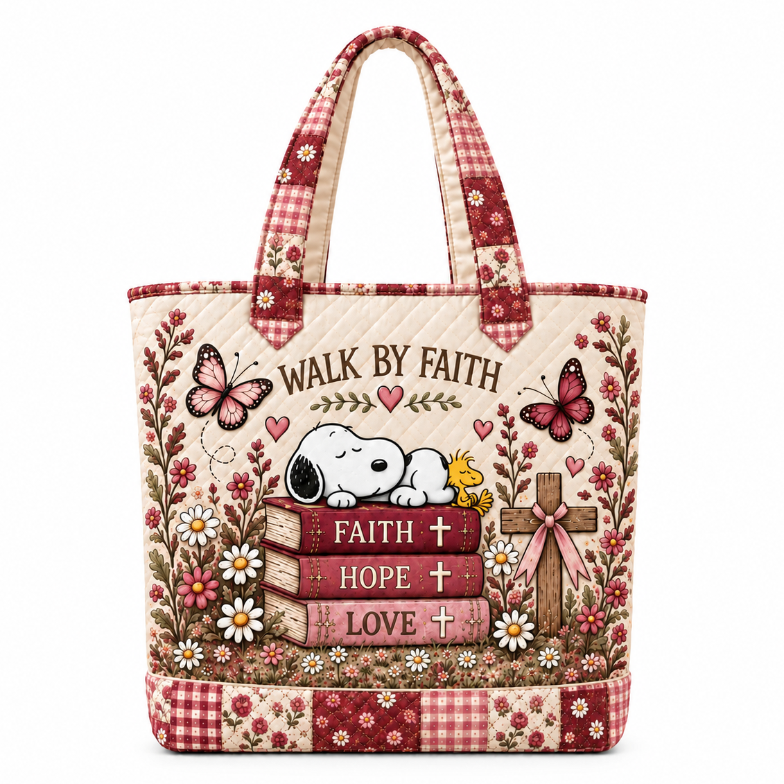 Walk By Faith Personalized Quilted Tote Bag