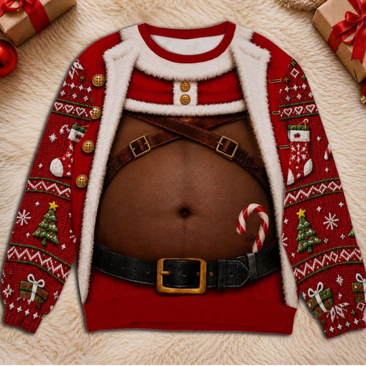 Santa Body Personalized Funny Ugly Christmas Sweatshirt