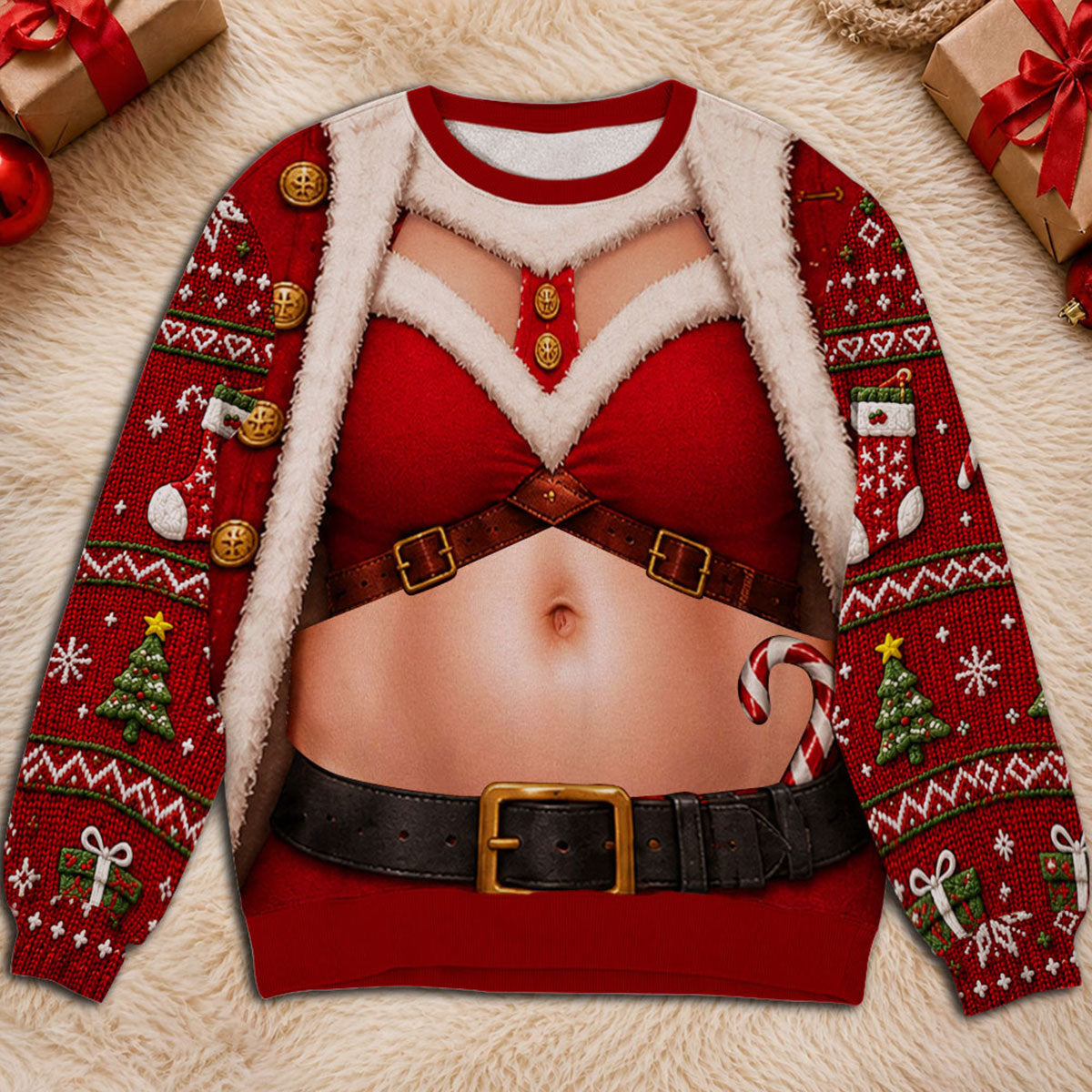 Santa Body Personalized Funny Ugly Christmas Sweatshirt