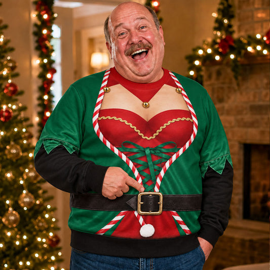 Funny Holiday Elf Personalized All-Over-Print Sweatshirt