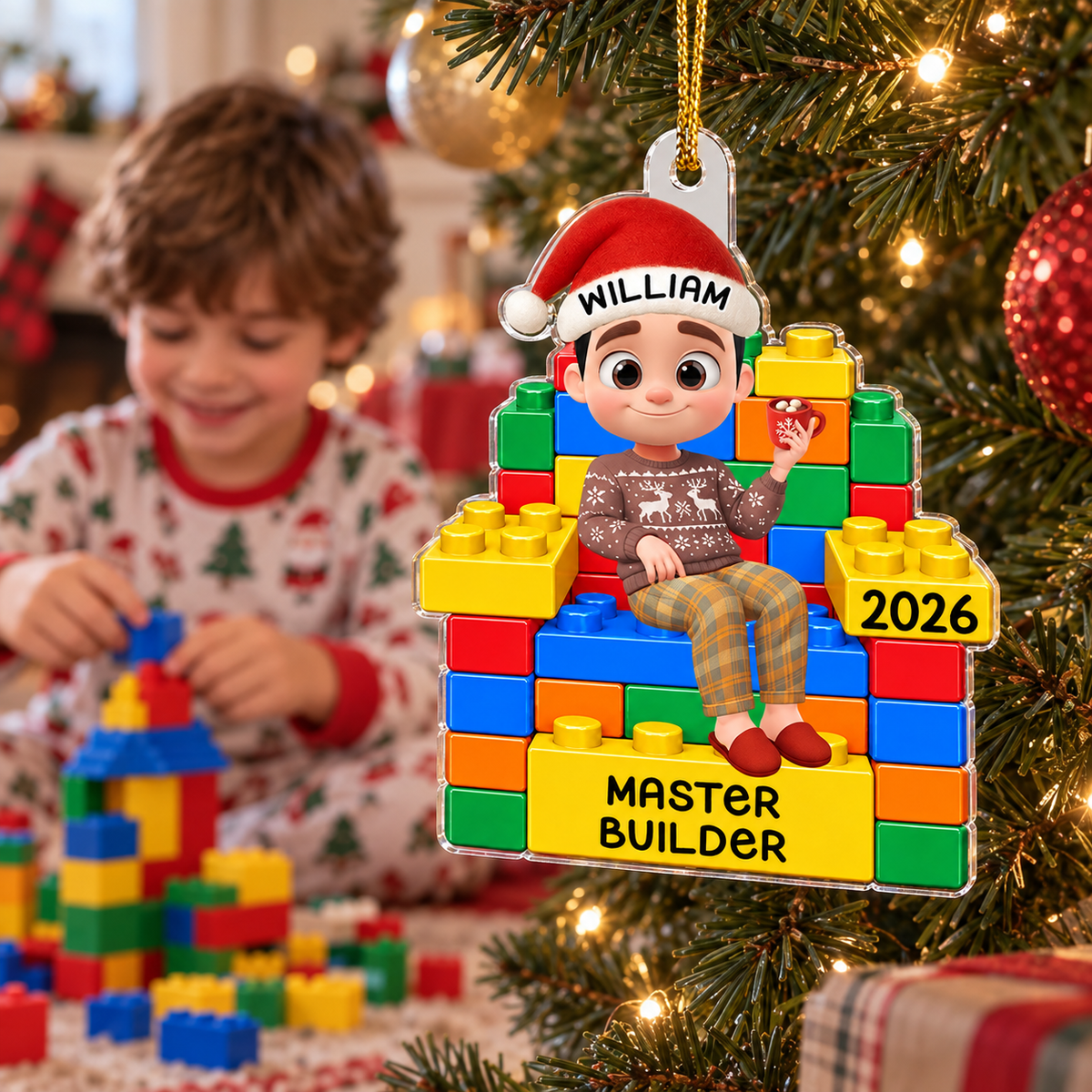 Personalized Family Acrylic Ornament – Building Joy All Season Long