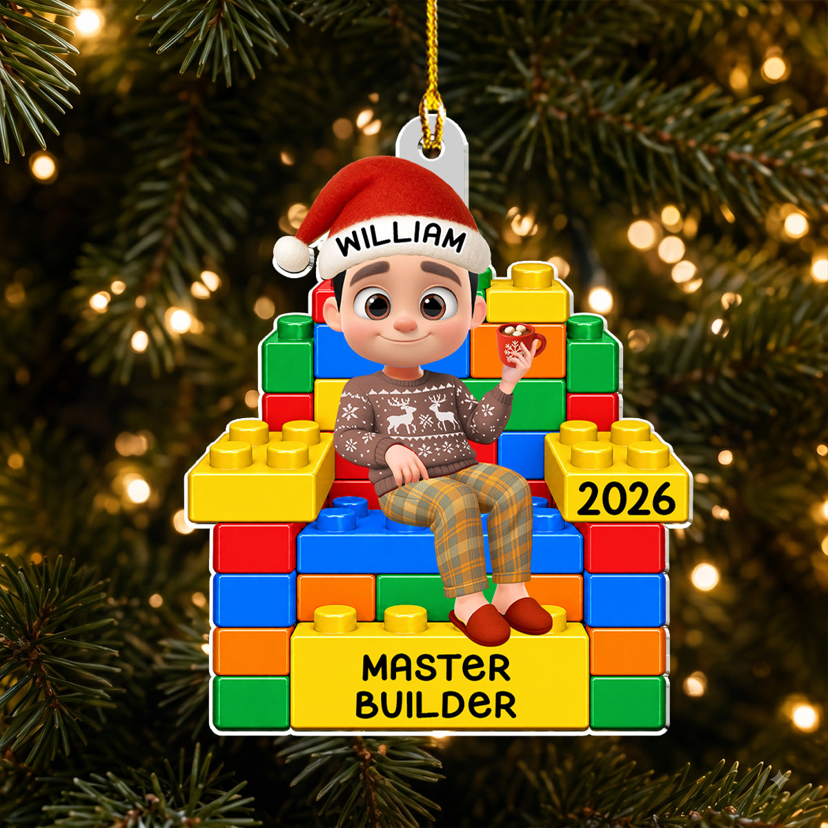 Personalized Family Acrylic Ornament – Building Joy All Season Long
