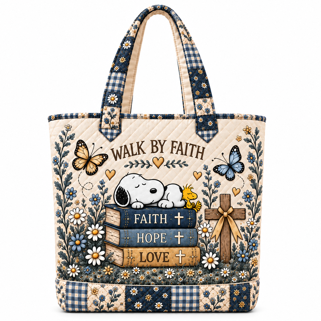 Walk By Faith Personalized Quilted Tote Bag