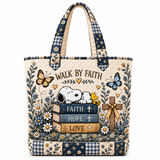 Walk By Faith Personalized Quilted Tote Bag