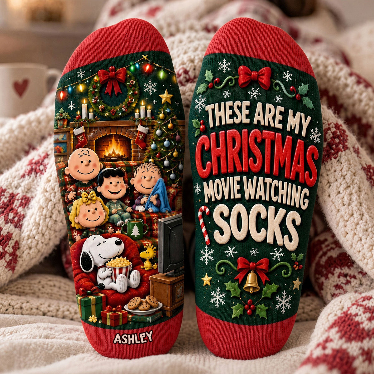 Christmas Movie Watching Personalized Socks