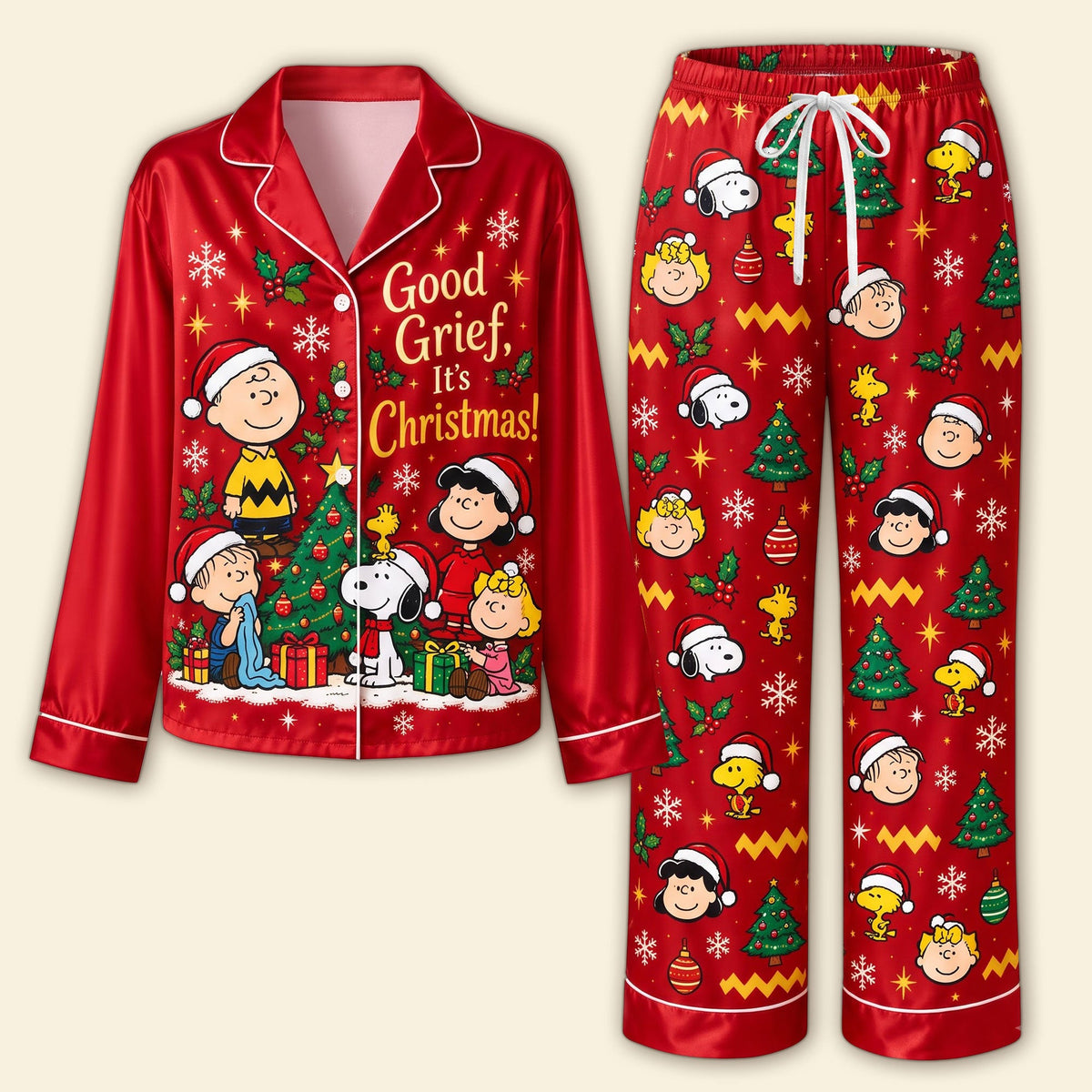 Good Grief It's Christmas Button-Up Pajamas