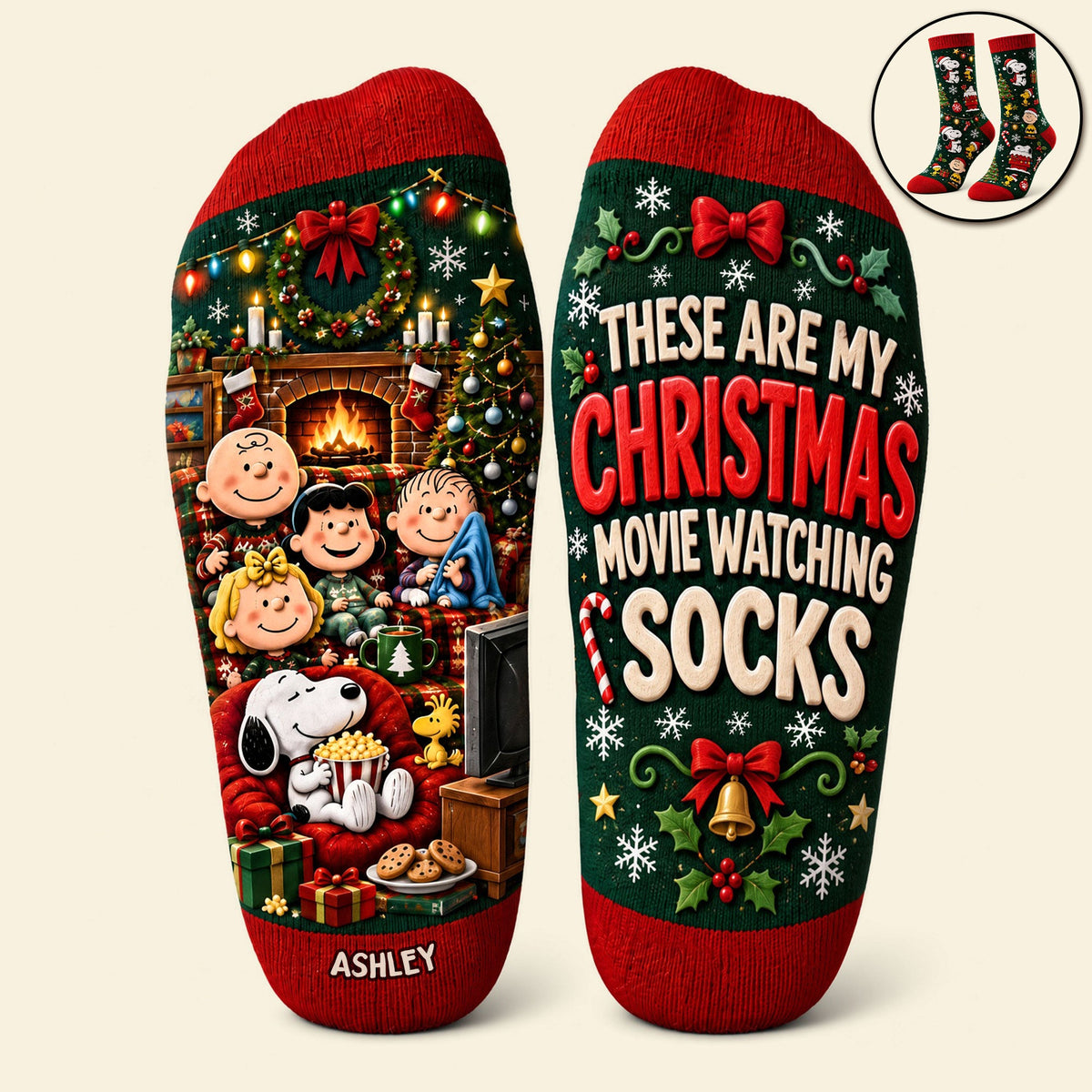 Christmas Movie Watching Personalized Socks