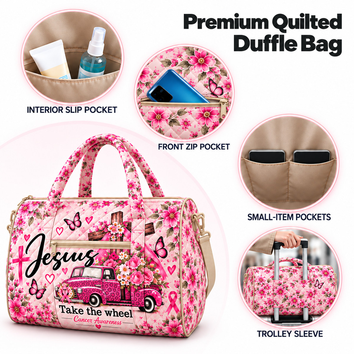 Rejoice Always Personalized Quilted Duffle Bag