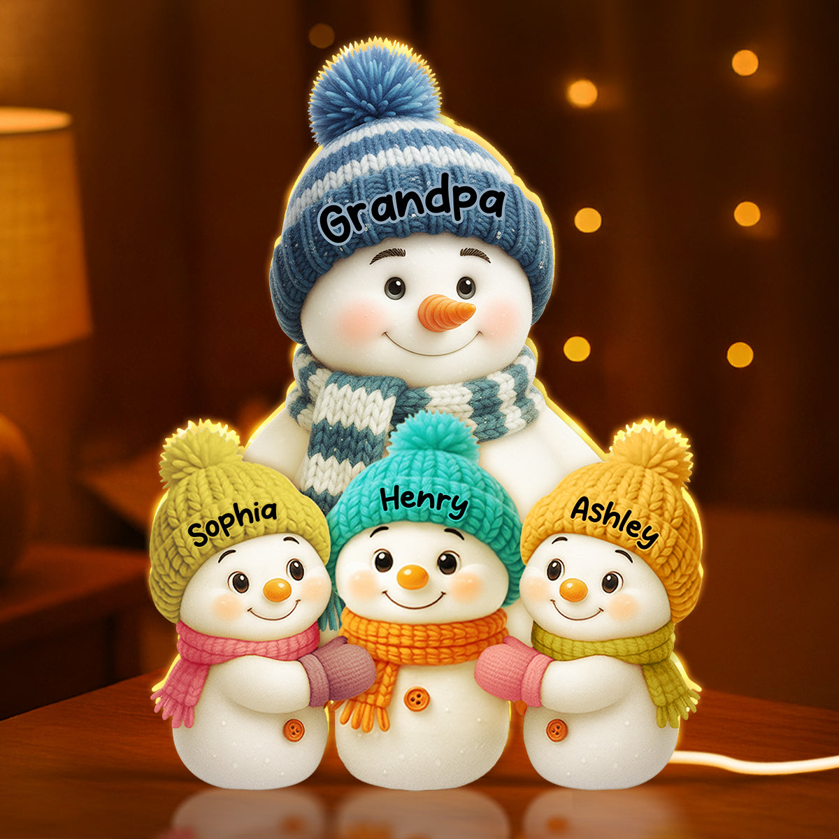 Snowman Grandma & Grandkids Personalized Light Box