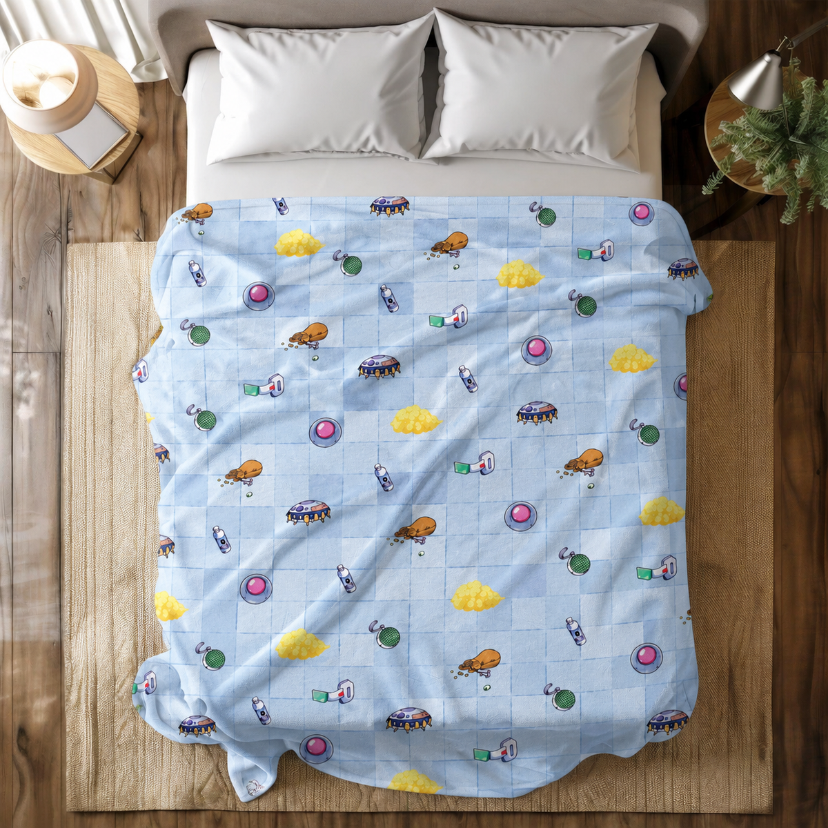 Sky Blue Magical Treasure Hunt and Fantasy Adventure Blanket