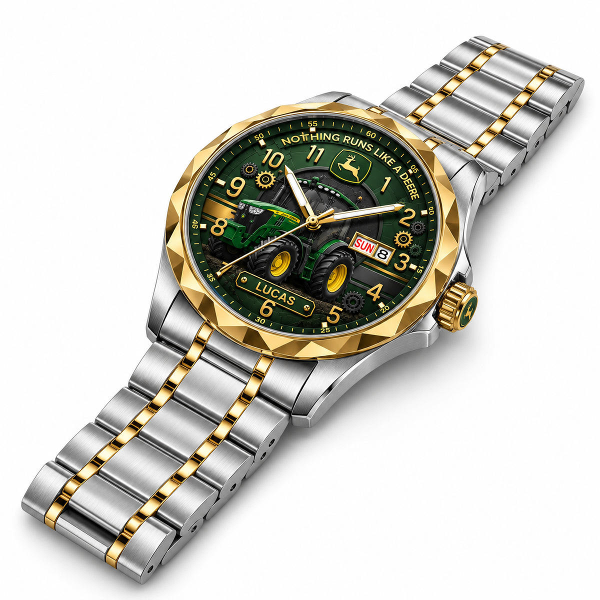 Green Tractor Heritage Watch - Personalized Men's Wrist Watch - Gift For Farmers