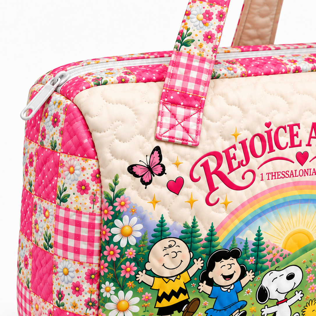 Rejoice Always Personalized Quilted Duffle Bag