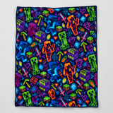 Neon Creeper, TNT and Fire Warriors Pixel Realm Throw Blanket