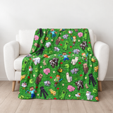 Steve, Alex, Enderman and Overworld Animals Adventure Throw Blanket