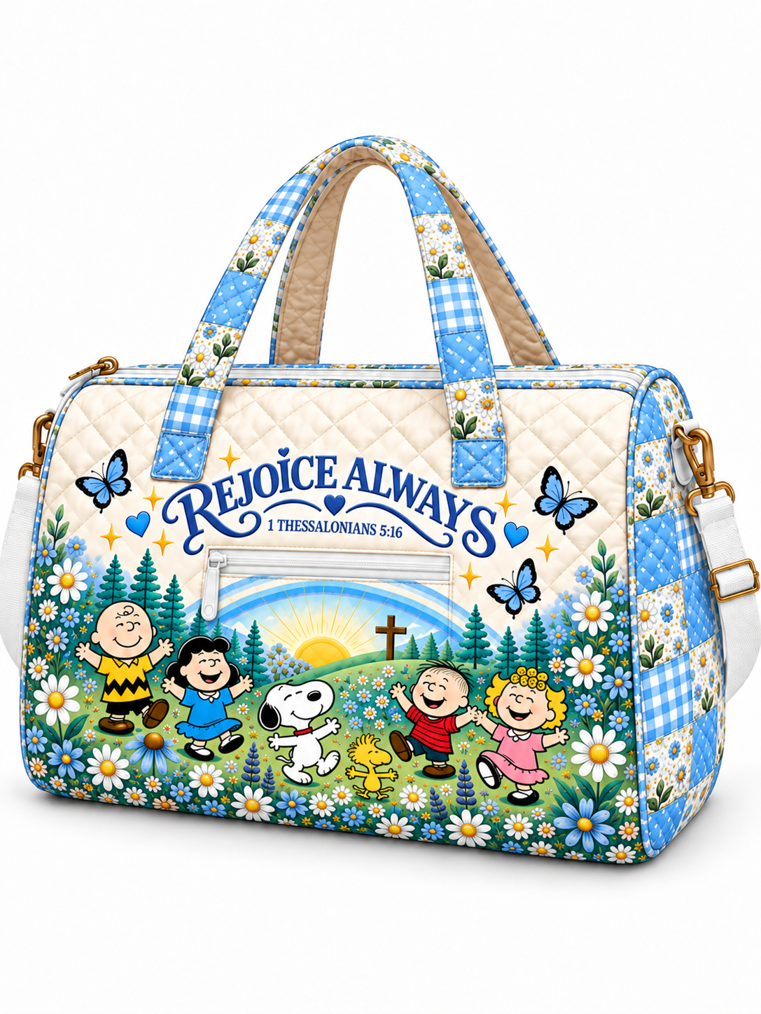 Rejoice Always Personalized Quilted Duffle Bag