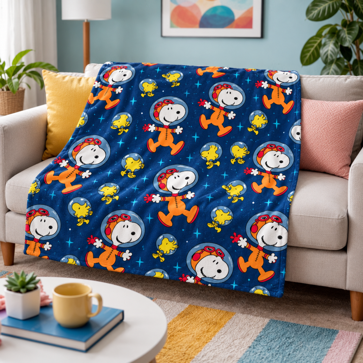 Cosmic Puppy Space Adventure Starry Night Throw Blanket