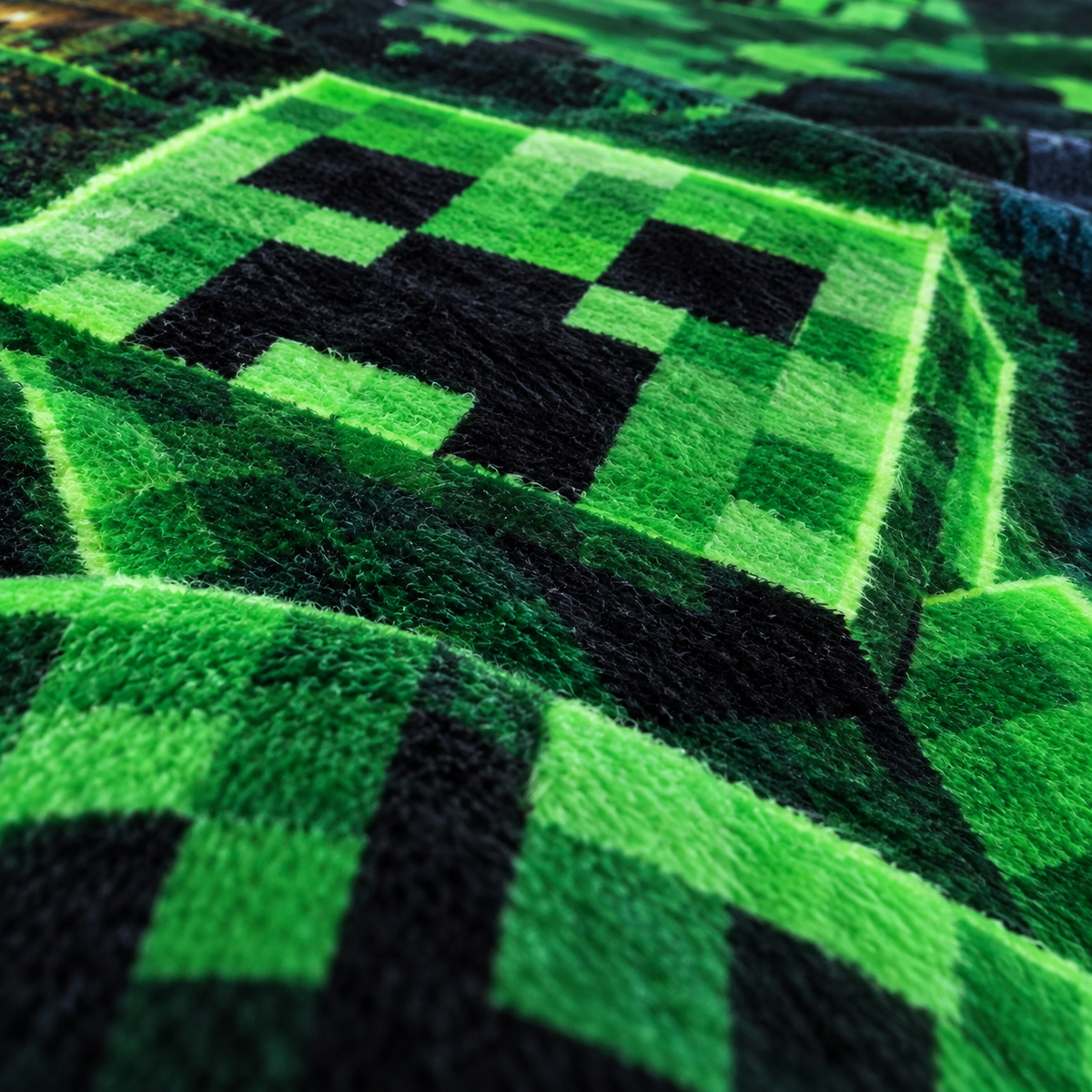 Creeper Pixel Adventure Fleece Blanket