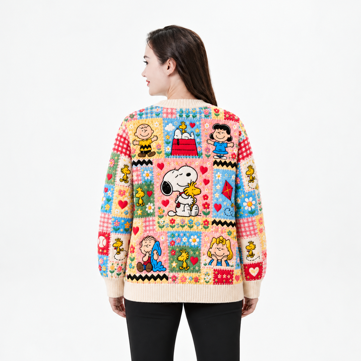 Retro Patchwork Memories Personalized Knit Cardigan