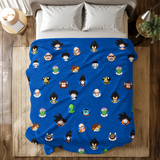 Blue Galaxy Adventure Heroes and Legendary Warriors Blanket