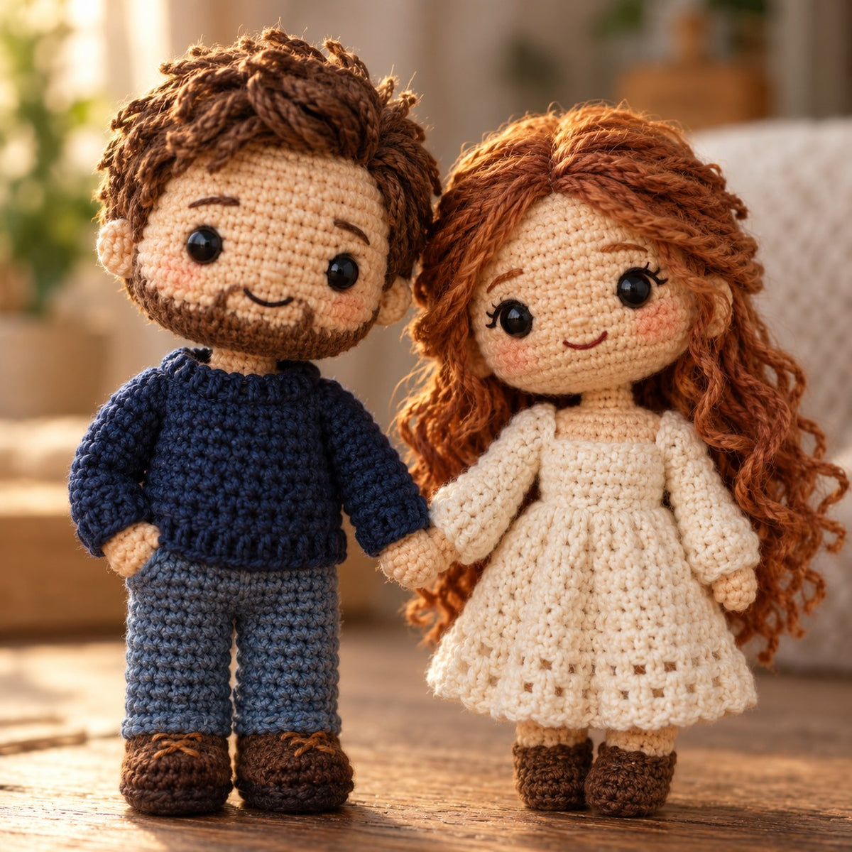 Custom Couple Crochet Dolls from Photo – handmade crochet detail