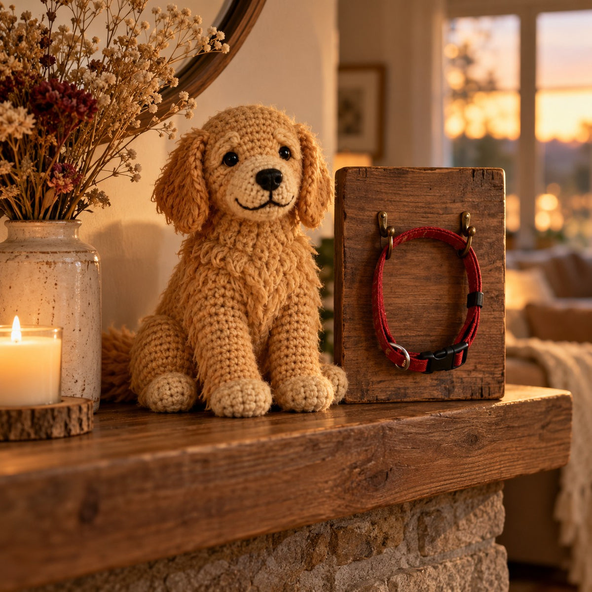 Custom Crochet Pet Portrait + Memorial Collar Sign Set – lifestyle