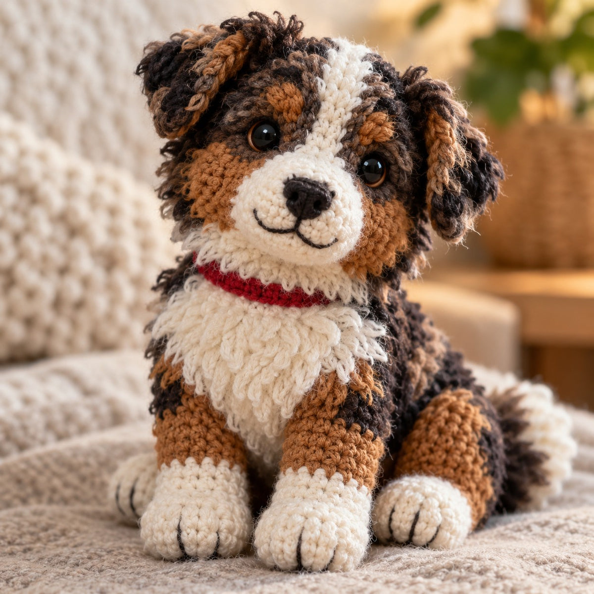 Custom Crochet Pet Portrait from Photo – handmade crochet detail