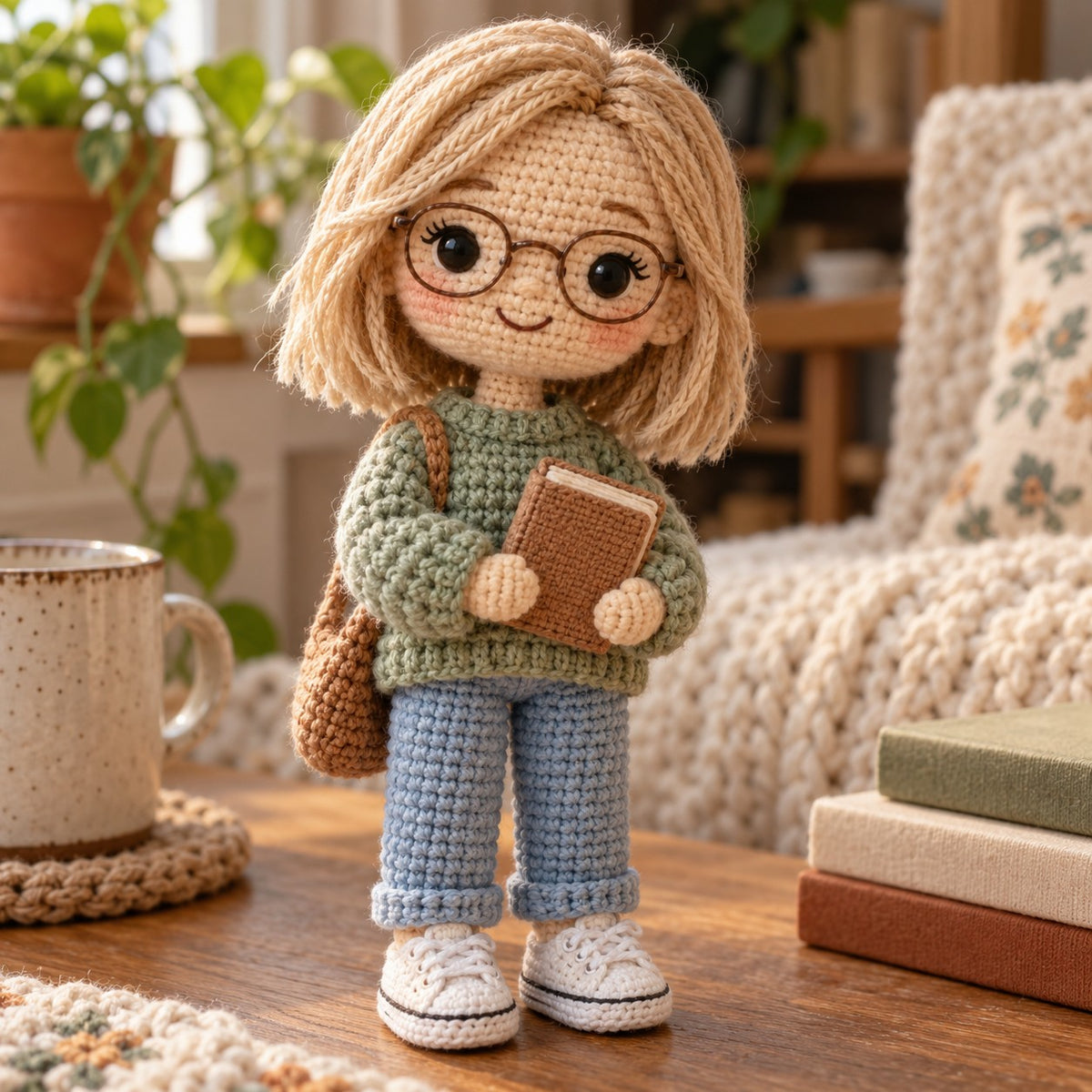 Custom Crochet Portrait Doll from Photo – handmade crochet detail