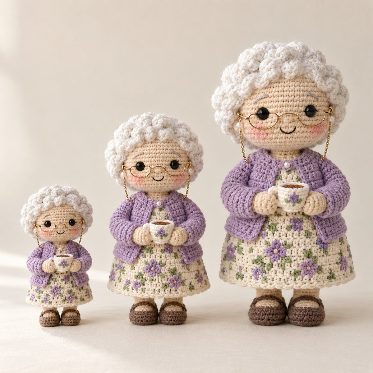 Custom Crochet Portrait Doll for Mom, Nana or Grandma – size comparison
