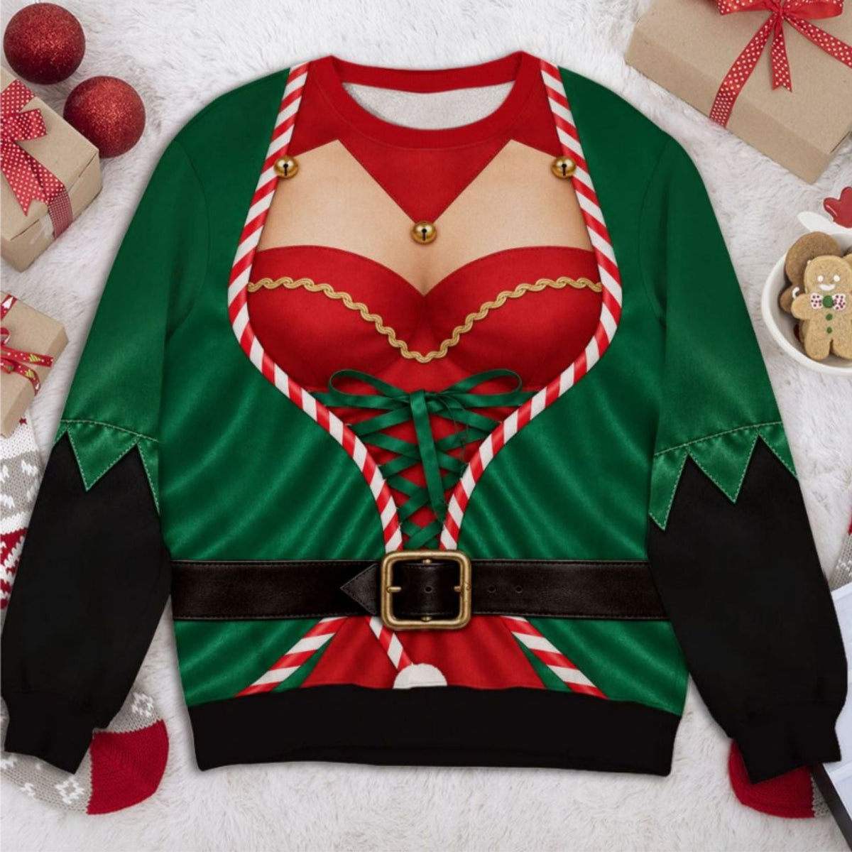 Funny Holiday Elf Personalized All-Over-Print Sweatshirt