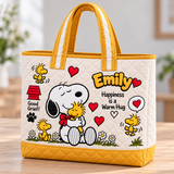 Happiness Is A Warm Hug Personalized Quilted Tote Bag - Gift For Movie Fans