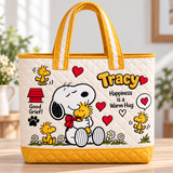 Happiness Is A Warm Hug Personalized Quilted Tote Bag - Gift For Movie Fans