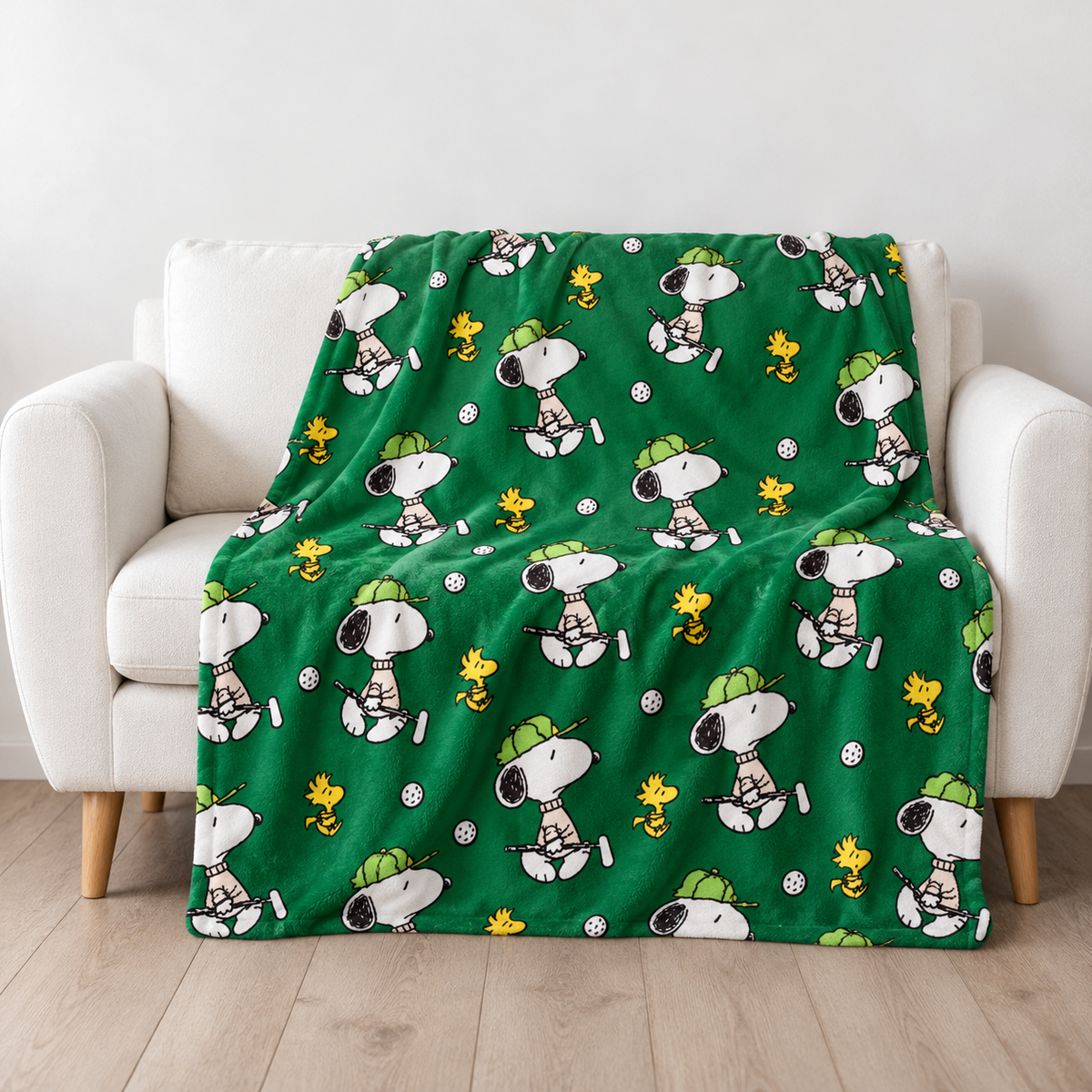 Playful Golf Day Cartoon Friends Throw Blanket