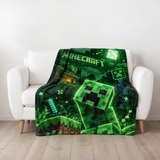 Creeper Pixel Adventure Fleece Blanket
