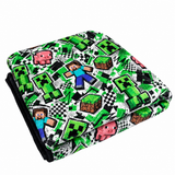 Steve, Creeper and Pig Green Graffiti Adventure Realm Throw Blanket