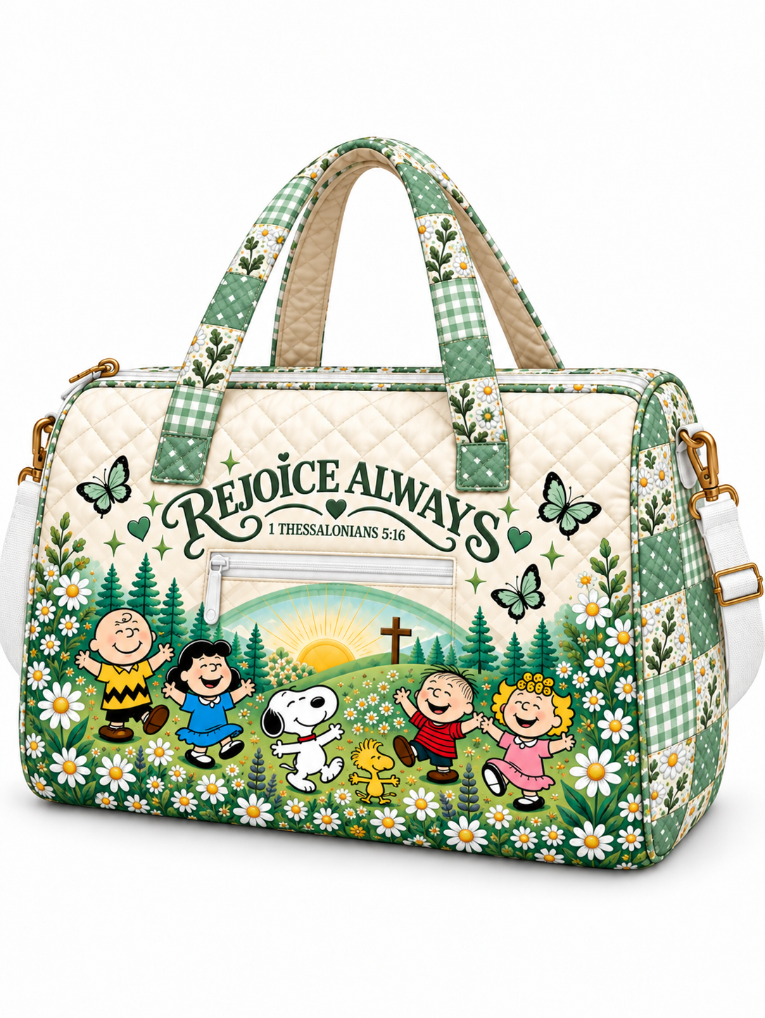 Rejoice Always Personalized Quilted Duffle Bag